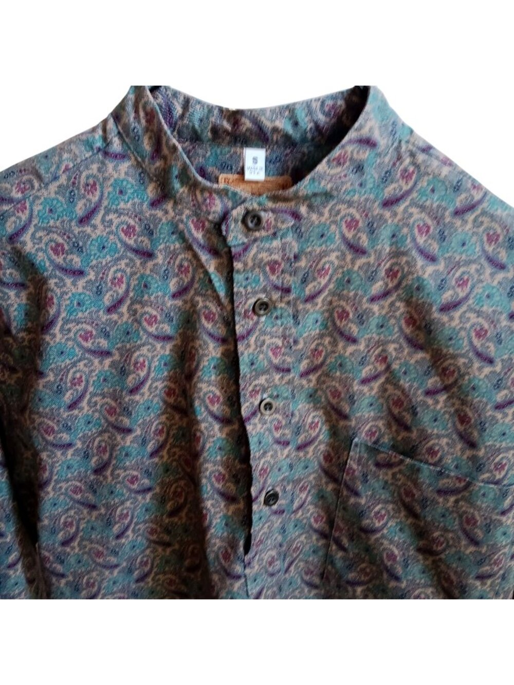 True Vintage Shirt Small Wah Maker Paisley Button-Up Pullover Paisley Made USA